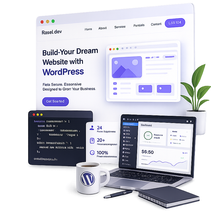 Website mockup preview on a laptop and mobile screen